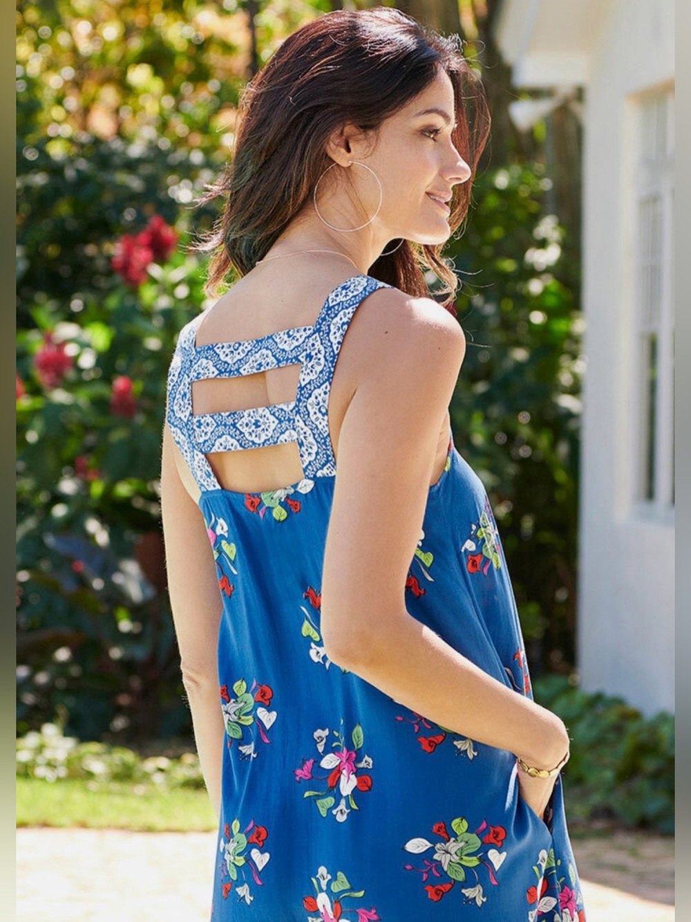 Matilda Jane Brilliant Daydream Floral  Sundress with Damask Ladder Straps - M